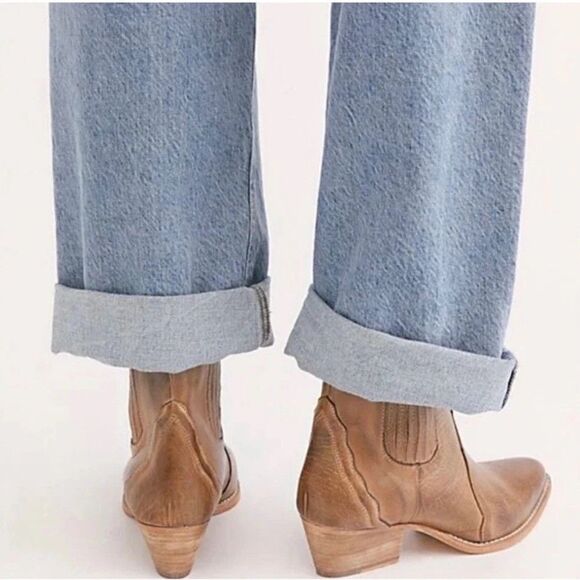New Free People Frontier Chelsea Ankle Boot Bootie Distressed Tan Size EU 40 US - Picture 2 of 5